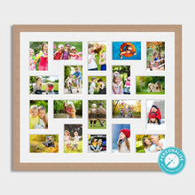 Load image into Gallery viewer, Photo Collage Printed and Framed for 20 Photos - Oak Veneer Frame
