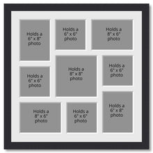 Load image into Gallery viewer, Large Multi Aperture Photo Frame Holds 9 Photos | Black Frame - Multi Photo Frames