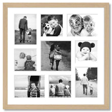 Load image into Gallery viewer, Large Multi Aperture Photo Frame Holds 9 Photos | Oak Veneer Frame - Multi Photo Frames