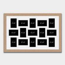 Load image into Gallery viewer, Large Multi Photo Picture Frame Holds 15 6"x4" photos in a 30mm Wide Oak Veneer Frame - Multi Photo Frames