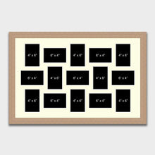 Load image into Gallery viewer, Large Multi Photo Picture Frame Holds 15 6"x4" photos in a 30mm Wide Oak Veneer Frame - Multi Photo Frames