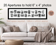 Load image into Gallery viewer, Large Panoramic Multi Photo Picture Frame - Holds 20 photos in a Black Frame - Multi Photo Frames