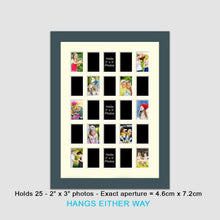 Load image into Gallery viewer, Multi Aperture Photo Frame for 25 Mini Photos 2"x3" Photo Size in a Dark Grey Frame - Multi Photo Frames