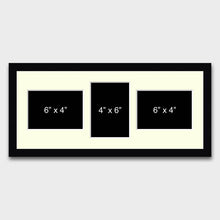 Load image into Gallery viewer, Multi Photo Frame 3 apertures to Hold 6" x 4" photos in a black frame - Multi Photo Frames