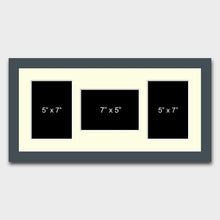 Load image into Gallery viewer, Multi Photo Frame Holds 3 5"x7" Mixed Shape Photos in a Grey Frame - Multi Photo Frames