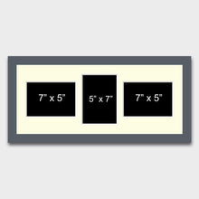 Load image into Gallery viewer, Multi Photo Frame Holds 3 5"x7" Mixed Shape Photos in a Grey Wooden Frame - Multi Photo Frames