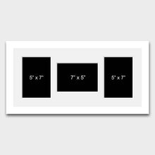 Load image into Gallery viewer, Multi Photo Frame Holds 3 5"x7" Mixed Shape Photos in a White Frame - Multi Photo Frames