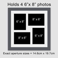 Load image into Gallery viewer, Multi Photo Frame Holds 4 6"x8" Photos in a Grey Wood Frame - Multi Photo Frames