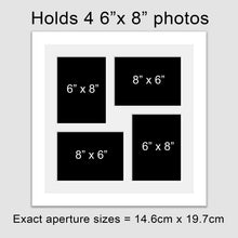 Load image into Gallery viewer, Multi Photo Frame Holds 4 6"x8" Photos in a White Wood Frame - Multi Photo Frames