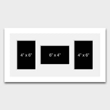 Load image into Gallery viewer, Multi Photo Frame to hold 3 4" x 6" Mixed Photos in a white frame - Multi Photo Frames
