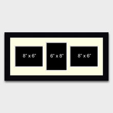 Load image into Gallery viewer, Multi Photo Frame to hold 3 8" x 6" Mixed Shape Photos in a Black Frame - Multi Photo Frames