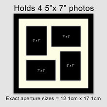 Load image into Gallery viewer, Multi Photo Picture Frame Holds 4 5"x7" Photos in a Black Frame - Multi Photo Frames
