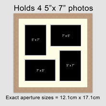 Load image into Gallery viewer, Multi Photo Picture Frame Holds 4 5"x7" Photos in an Oak Veneer Frame - Multi Photo Frames