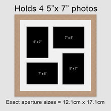 Load image into Gallery viewer, Multi Photo Picture Frame Holds 4 5"x7" Photos in an Oak Veneer Frame - Multi Photo Frames