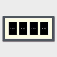 Load image into Gallery viewer, Multi Photo Picture Frame | Holds 4 6"x4" Photos in a 29mm Dark Grey Wood Frame - Multi Photo Frames