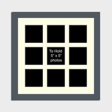 Load image into Gallery viewer, Multi Photo Picture Frame Holds 9 Photos 5x5 Photos in a 40mm Dark Grey Frame - Multi Photo Frames