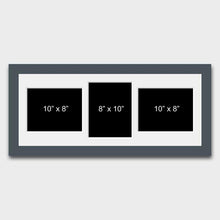 Load image into Gallery viewer, Multi Photo Picture Frame to Hold 3 8x10 Mixed Shape Photos in a Grey Frame - Multi Photo Frames