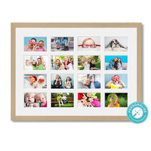 Load image into Gallery viewer, Personalised Photo Collage Printed and Framed for 16 Photos - Oak Veneer Frame - Multi Photo Frames