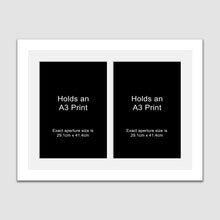 Load image into Gallery viewer, Picture Frame to hold 2 A3 prints or photos in a White Wooden Frame - Multi Photo Frames
