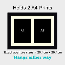 Load image into Gallery viewer, Picture Frame to hold 2 A4 Certificates/Prints in a Black Wooden Frame - Multi Photo Frames
