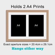 Load image into Gallery viewer, Picture Frame to hold 2 A4 Photos/Certificates in an Oak Veneer Frame - Multi Photo Frames