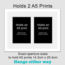 Load image into Gallery viewer, Picture Frame to hold 2 A5 photos or prints in a White Wood Frame - Multi Photo Frames