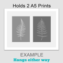 Load image into Gallery viewer, Picture Frame to hold 2 A5 photos or prints in a White Wood Frame - Multi Photo Frames