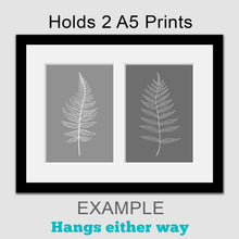 Load image into Gallery viewer, Picture Frame to hold 2 A5 prints or photos in a Black Wood Frame - Multi Photo Frames