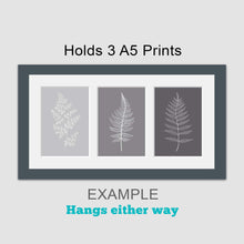 Load image into Gallery viewer, Picture Frame to hold 3 A5 prints or photos in a Grey Wood Frame - Multi Photo Frames