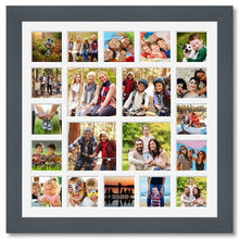 Load image into Gallery viewer, Extra Large Multi Photo Picture Frame Holds 16 5"x5" and 4 8"x8" photos in a dark grey frame - Multi Photo Frames
