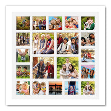 Load image into Gallery viewer, Extra Large Multi Photo Picture Frame Holds 16 5"x5" and 4 8"x8" photos in a White Frame - Multi Photo Frames
