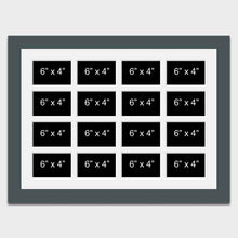 Load image into Gallery viewer, Large Multi Photo Collage Frame for 16 6"x4" Photos in a 40mm Dark Grey Frame - Multi Photo Frames
