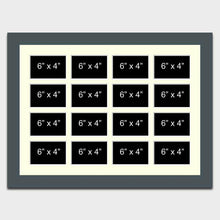 Load image into Gallery viewer, Large Multi Photo Collage Frame for 16 6"x4" Photos in a 40mm Dark Grey Frame - Multi Photo Frames
