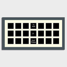 Load image into Gallery viewer, Large Multi Photo Collage Frame to Hold 21 Instagram Size 4"x4" Photos in a 40mm Grey Wooden Frame - Multi Photo Frames
