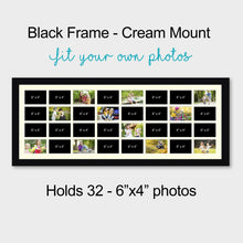 Load image into Gallery viewer, Large Multi Photo Frame Holds 32 - 6" x 4" Photos in a Black Frame - Multi Photo Frames
