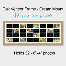 Load image into Gallery viewer, Large Multi Photo Frame Holds 32 - 6" x 4" Photos in an Oak Veneer Frame - Multi Photo Frames
