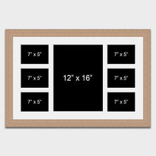 Load image into Gallery viewer, Large Multi Photo Frame - Holds 6 7"x5" and 1 12"x16" Photo in a 30mm Oak Veneer Frame - Multi Photo Frames
