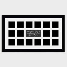 Load image into Gallery viewer, Large Multi Photo Love Collage Frame Holds 16 4x4 Size Photos in a 33mm Black Frame - Multi Photo Frames
