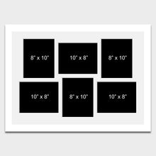 Load image into Gallery viewer, Large Multi Photo Picture Frame 6 Apertures for 8x10 Photos in a 33mm White Wood Frame - Multi Photo Frames
