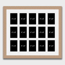 Load image into Gallery viewer, Large Multi Photo Picture Frame Holds 15 4"x6" photos in a 30mm Oak Veneer Frame - Multi Photo Frames
