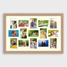 Load image into Gallery viewer, Large Multi Photo Picture Frame Holds 15 6"x4" photos in a 30mm Wide Oak Veneer Frame - Multi Photo Frames
