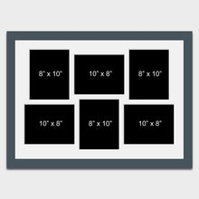 Load image into Gallery viewer, Large Multi Photo Picture Frame Holds 6 8"x10" Photos in a 40mm Dark Grey Frame - Multi Photo Frames
