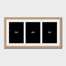 Load image into Gallery viewer, Mulit-Photo Frame to hold 3 A4 photos/certificates in an Oak Veneer Frame - Multi Photo Frames
