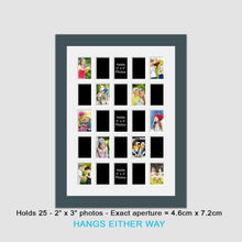 Load image into Gallery viewer, Multi Aperture Photo Frame for 25 Mini Photos 2"x3" Photo Size in a Dark Grey Frame - Multi Photo Frames
