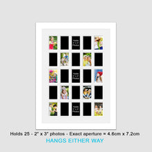 Load image into Gallery viewer, Multi Aperture Photo Frame for 25 mini photos 2"x3" Photo Size in a White Frame - Multi Photo Frames
