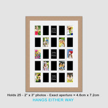 Load image into Gallery viewer, Multi Aperture Photo Frame for 25 mini photos 2"x3" photos in a 20mm Oak Veneer Frame - Multi Photo Frames
