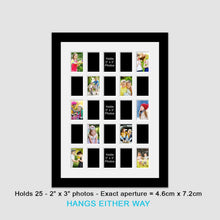 Load image into Gallery viewer, Multi Aperture Photo Frame for 25 mini photos 2"x3" photos in a Black Frame - Multi Photo Frames
