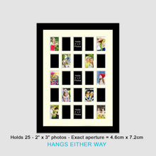 Load image into Gallery viewer, Multi Aperture Photo Frame for 25 mini photos 2"x3" photos in a Black Frame - Multi Photo Frames
