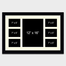 Load image into Gallery viewer, Multi Aperture Photo Frame Holds 6 7"x5" and 1 12"x16" photo in a 33mm Black Frame - Multi Photo Frames
