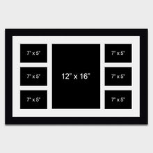 Load image into Gallery viewer, Multi Aperture Photo Frame Holds 6 7"x5" and 1 12"x16" photo in a 33mm Black Frame - Multi Photo Frames
